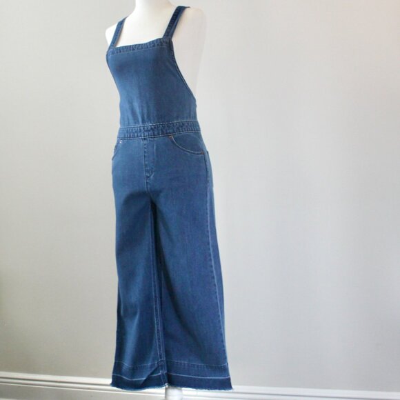 Universal Thread Blue Bow Classic Cross back Feminine Wide-Leg Denim Overalls 0 - Picture 8 of 12